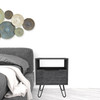 22" Gray Faux Wood Nightstand With Storage