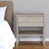 22" Light Gray One Drawer Faux Wood Nightstand