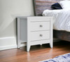 24" White Two Drawer Faux Wood Nightstand