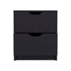 19" Black Two Drawer Faux Wood Nightstand