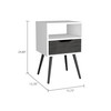 25" Gray and White One Drawer Faux Wood Nightstand