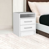 20" White Two Drawer Faux Wood Nightstand