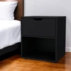 20" Black One Drawer Faux Wood Nightstand