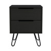 22" Black Two Drawer Faux Wood Nightstand