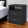 20" Black Two Drawer Faux Wood Nightstand