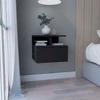 12" Black One Drawer Faux Wood Floating Nightstand