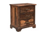 27" Dark Brown Three Drawer Solid Wood Nightstand