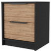 19" Black and Natural Two Drawer Faux Wood Nightstand