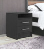 20" Black Two Drawer Faux Wood Nightstand