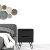22" Black Two Drawer Faux Wood Nightstand