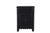 30" Distressed Black One Drawer Floral Carved Solid Wood Nightstand