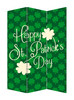 72" Green and White CanvasFolding Three Panel Screen Room Divider