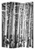 48" X 72" Gray And White Wood Canvas Birch  Screen