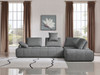 Gray Polyester Modular L Shaped Two Piece Sofa and Chaise Sectional And Toss Pillows
