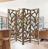84" Brown Solid WoodFolding Four Panel Screen Room Divider