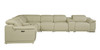 Beige Italian Leather Power Reclining U Shaped Eight Piece Corner Sectional With Console