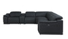 Black Italian Leather Power Reclining U Shaped Seven Piece Corner Sectional With Console