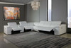 White Italian Leather Power Reclining U Shaped Seven Piece Corner Sectional With Console
