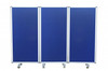 71" Blue Iron Folding Three Panel Screen Room Divider