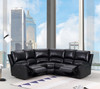 Black Polyester Blend Power Reclining U Shaped Three Piece Corner Sectional