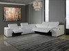 White Italian Leather Power Reclining U Shaped Six Piece Corner Sectional With Console