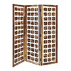 72" Brown Solid Wood Folding Three Panel Screen Room Divider