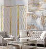 71" Gold Iron Folding Three Panel Screen Room Divider