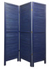 Blue Finish Wood Shutter 3 Panel Room Divider Screen