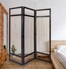 Light and Dark Rattan Three Panel Room Divider Screen