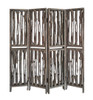 84" Brown Wood Folding Four Panel Screen Room Divider