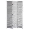 71" White Wood Folding Three Panel Screen Room Divider