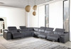 Gray Italian Leather Power Reclining U Shaped Eight Piece Corner Sectional With Console