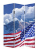 48 X 72 Multi Color Wood Canvas Model American Flag  Screen