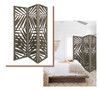 67" Gray Solid WoodFolding Three Panel Screen Room Divider