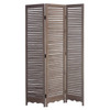 71" Brown Distressed Wood Folding Three Panel Screen Room Divider