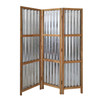 72" Brown Folding Three Panel Screen Room Divider