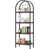 Modern Industrial Metal Wood Display Rack Bookcase with 4 Storage Shelves