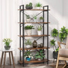 Modern Industrial 5-Shelf Bookcase with Sturdy Metal Frame and Wooden Shelves