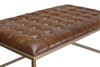 48" Gold And Brown Leather Rectangular Coffee Table