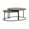 Set of Two 32" Gray And Black Concrete And Metal Round Nested Coffee Tables