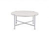 36" Chrome And White Oak Round Coffee Table