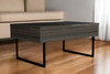 39" Brown And Black Wood And Metal Lift Top Coffee Table With Drawer