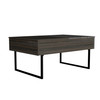 39" Brown And Black Wood And Metal Lift Top Coffee Table With Drawer