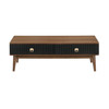 47" Brown And Black Coffee Table With Two Drawers