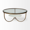 36" Gold And Brown Round Coffee Table
