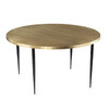 34" Black And Gold Embossed Metal Round Coffee Table
