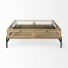 42" Clear And Black Glass And Metal Square Coffee Table