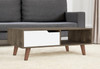 40" Brown And White Wood Coffee Table With Drawer And Shelf