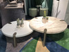 48" Gold And White Genuine Marble Round Coffee Table