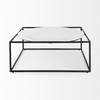 36" White And Black Genuine Marble And Metal Square Coffee Table